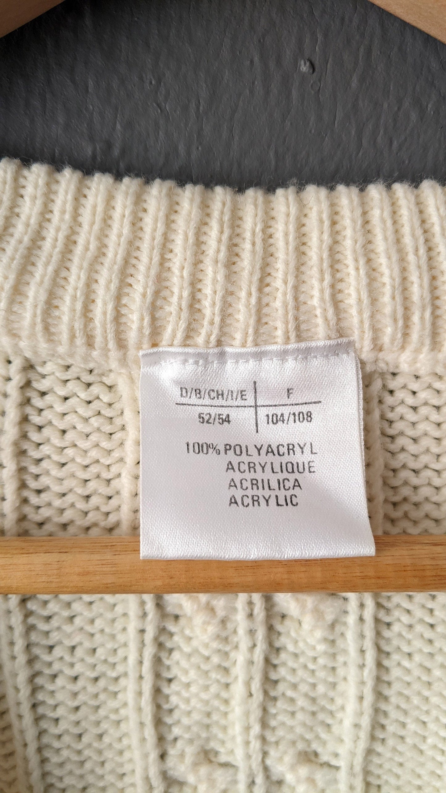 Mens 80s Cream Tank Top, Cable Knit Vest, 46 Chest