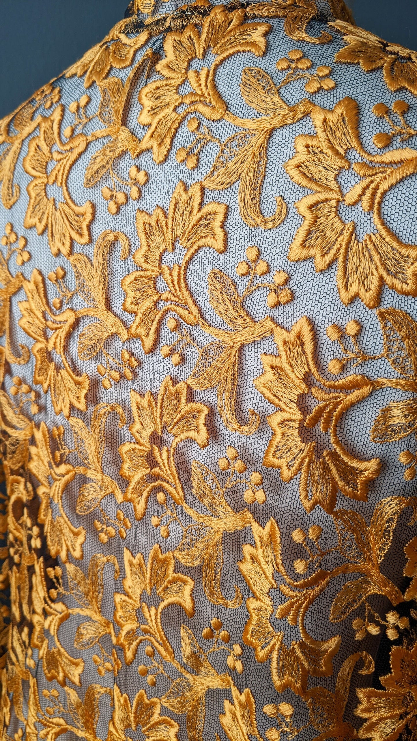 90s Golden Lace Jacket, Vintage Eveningwear, Size Small