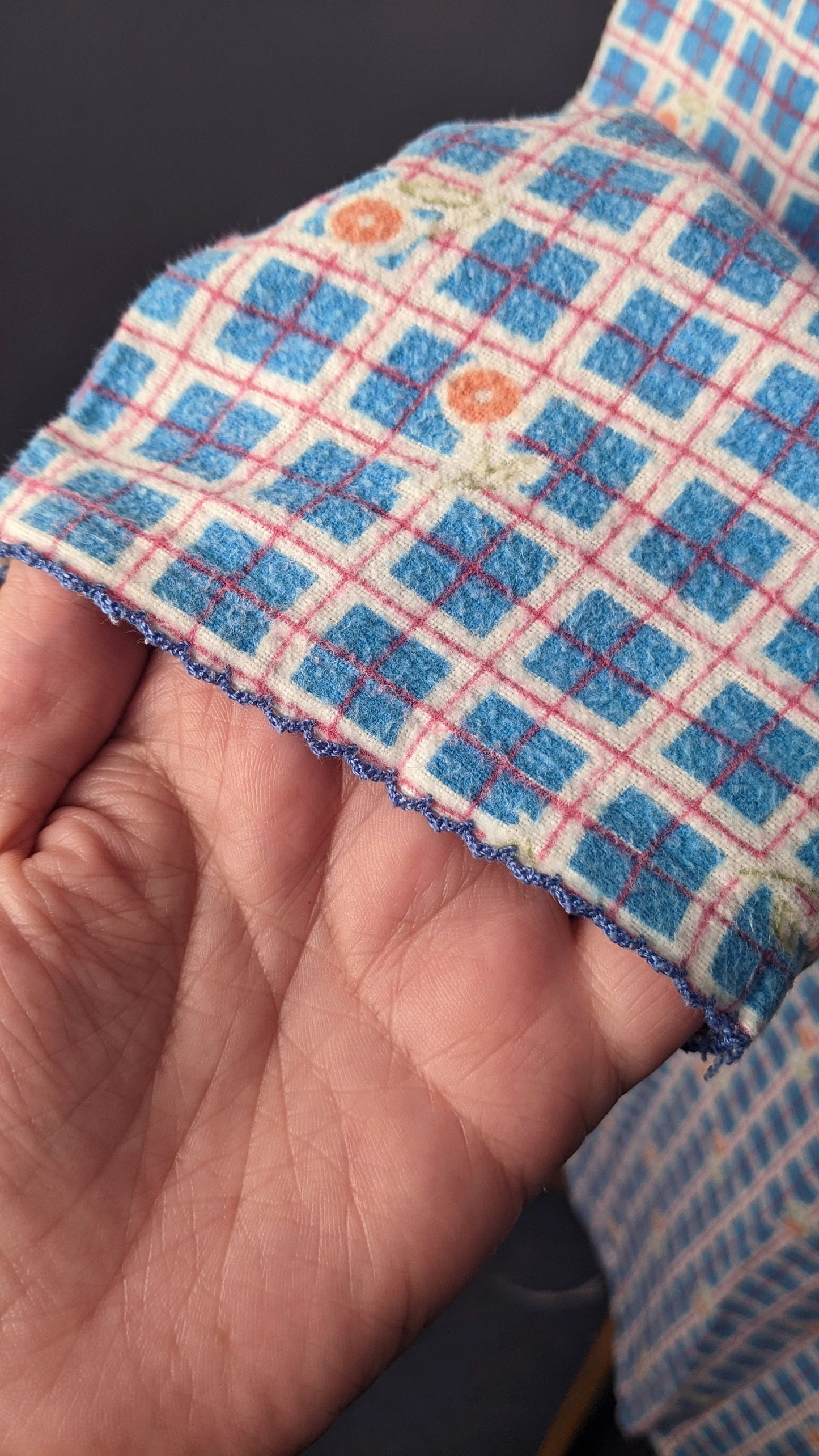 Cotton Flannel Night Shirt, Vintage Bed Shirt, Size Medium
