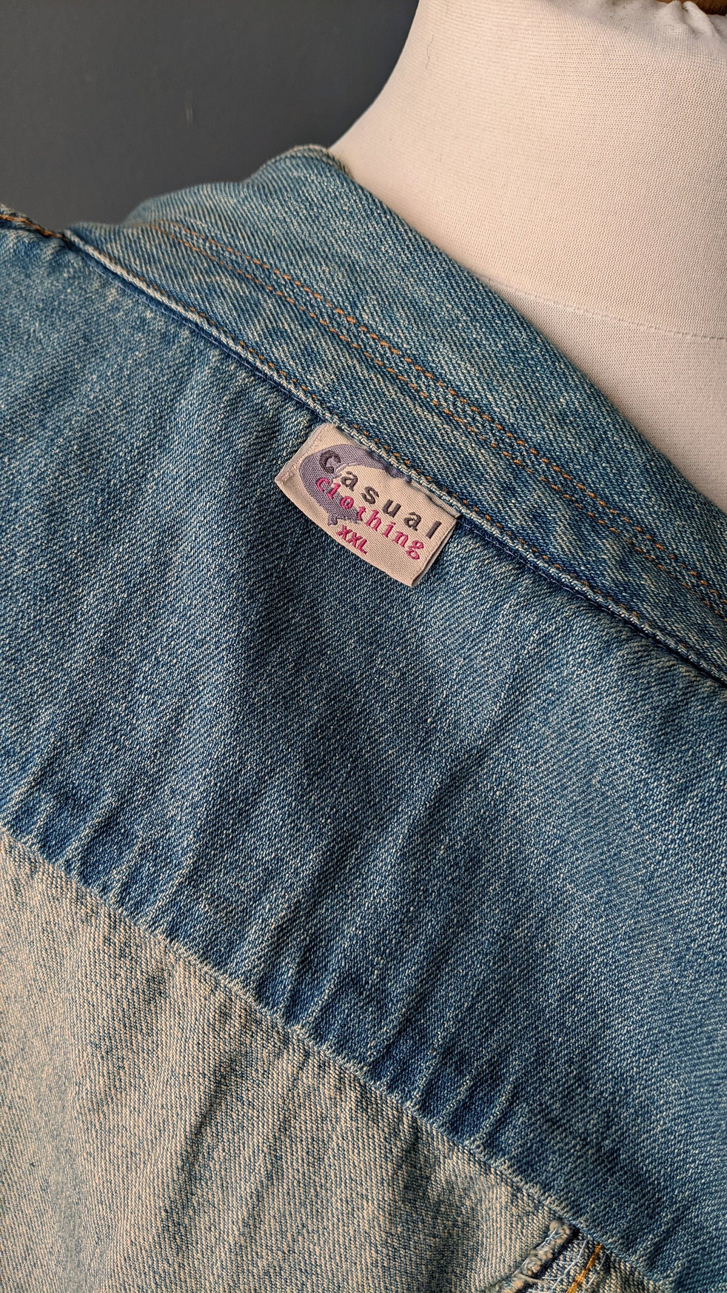 Faded Wash Denim Vest, Vintage 90s Sleeveless Jean Jacket, Size Large