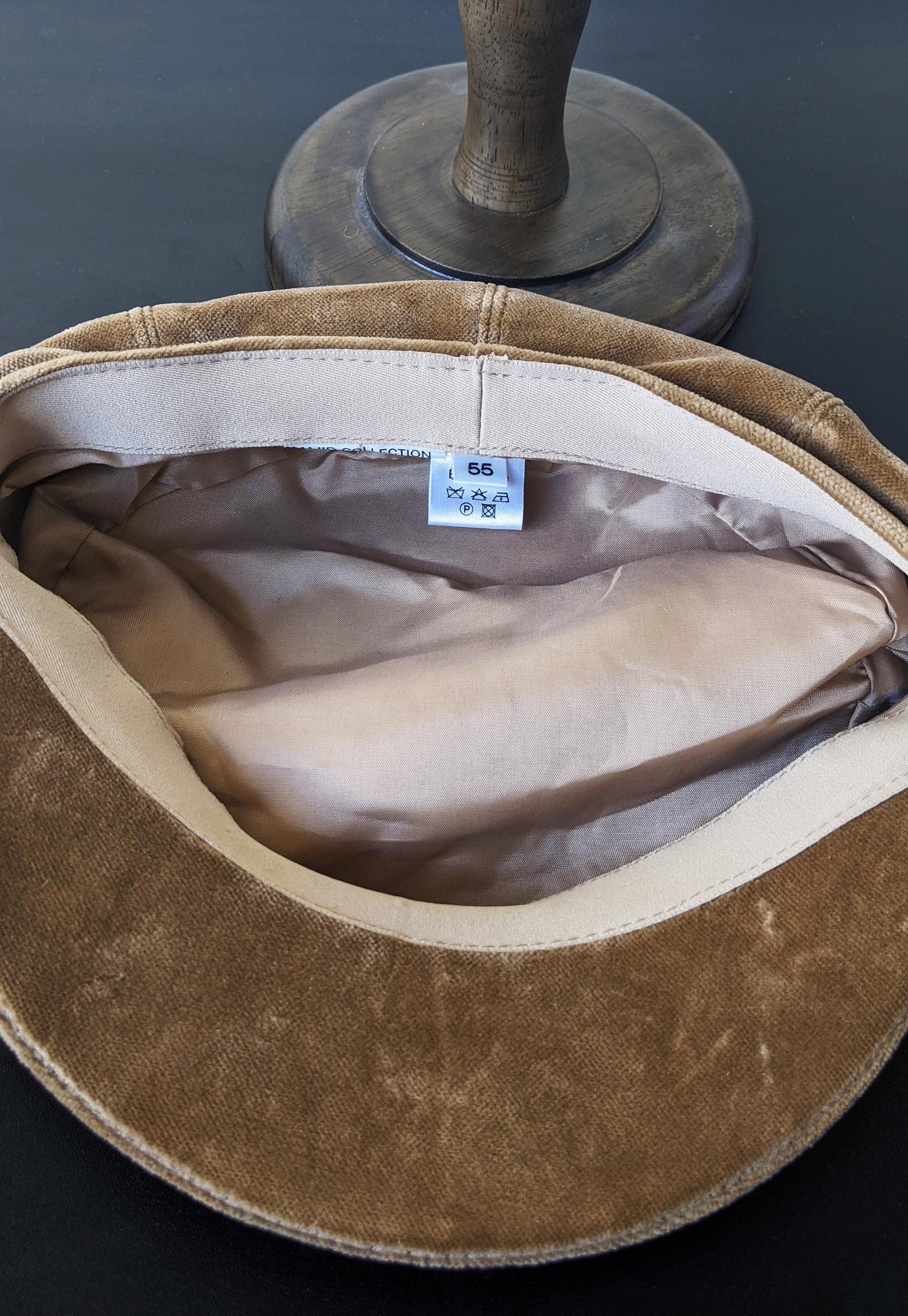 90s Velvet Baker Boy Cap, Newsboy Hat, Size Small