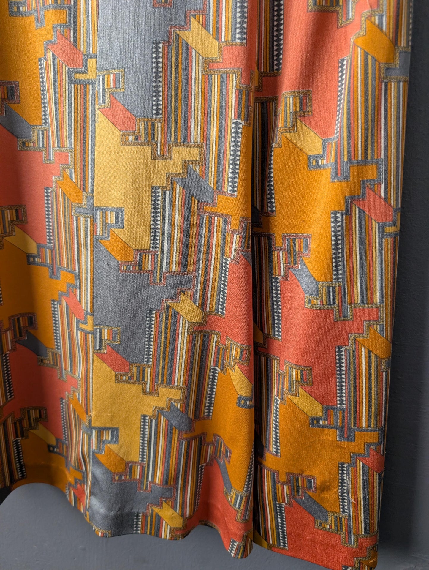 70s Psychedelic Houndstooth Dress, Abstract Eastex Day Dress, Size Medium