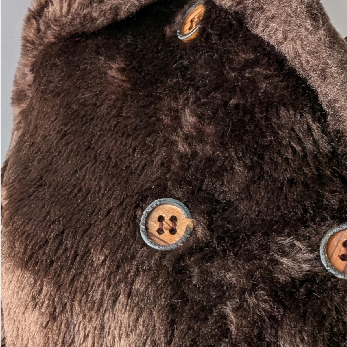 90s Faux Fur Coat, Double Breasted Vegan Winter Jacket, Size Small