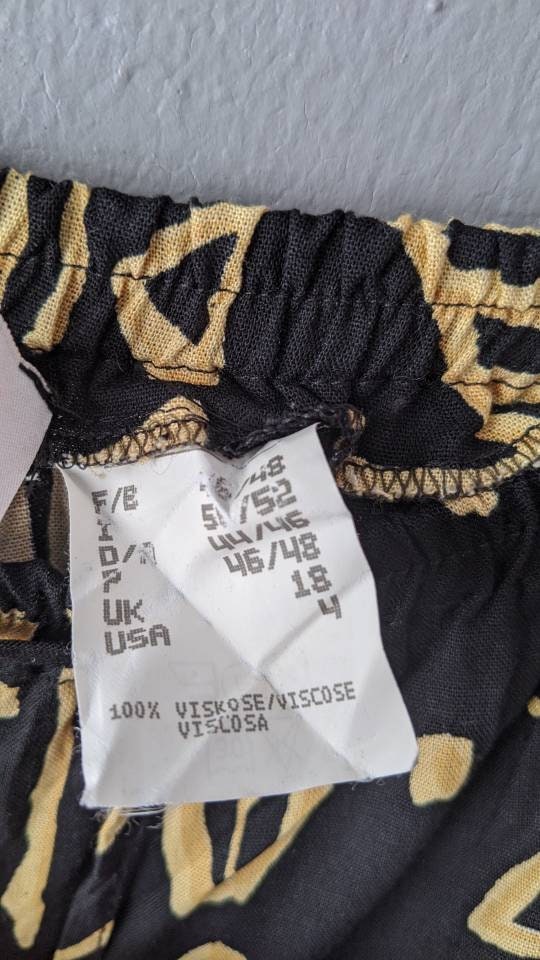 80s Tapered Summer Trousers with Pockets, Loose Fit Tribal Print, Plus Size UK 18