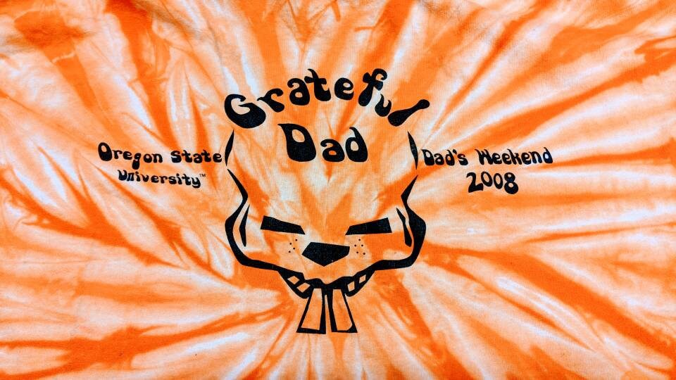 Grateful Dad Tie Dye Tshirt, Upcycled Dad Joke Top, Size XL