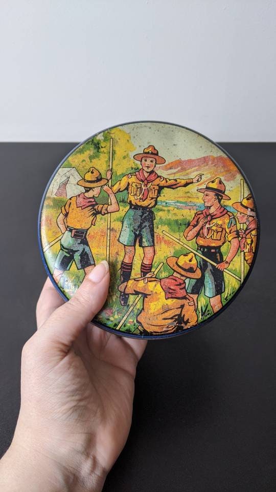 Antique British Boy Scouts Tin by Carr & Co Carlisle, Twenties Advertising