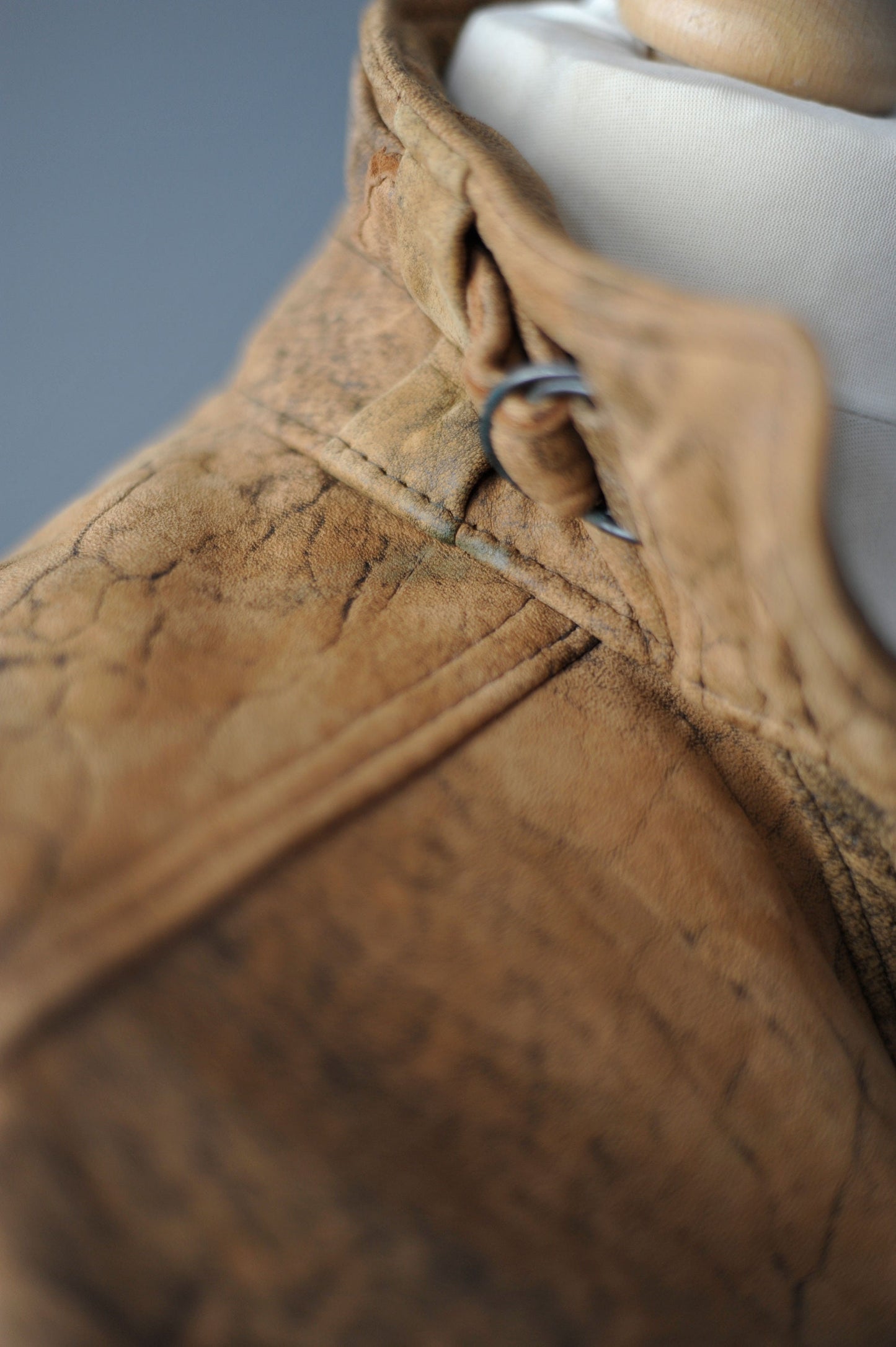 80s Tan Leather Coat, Eighties Dystopia Aviator Jacket, Size Medium