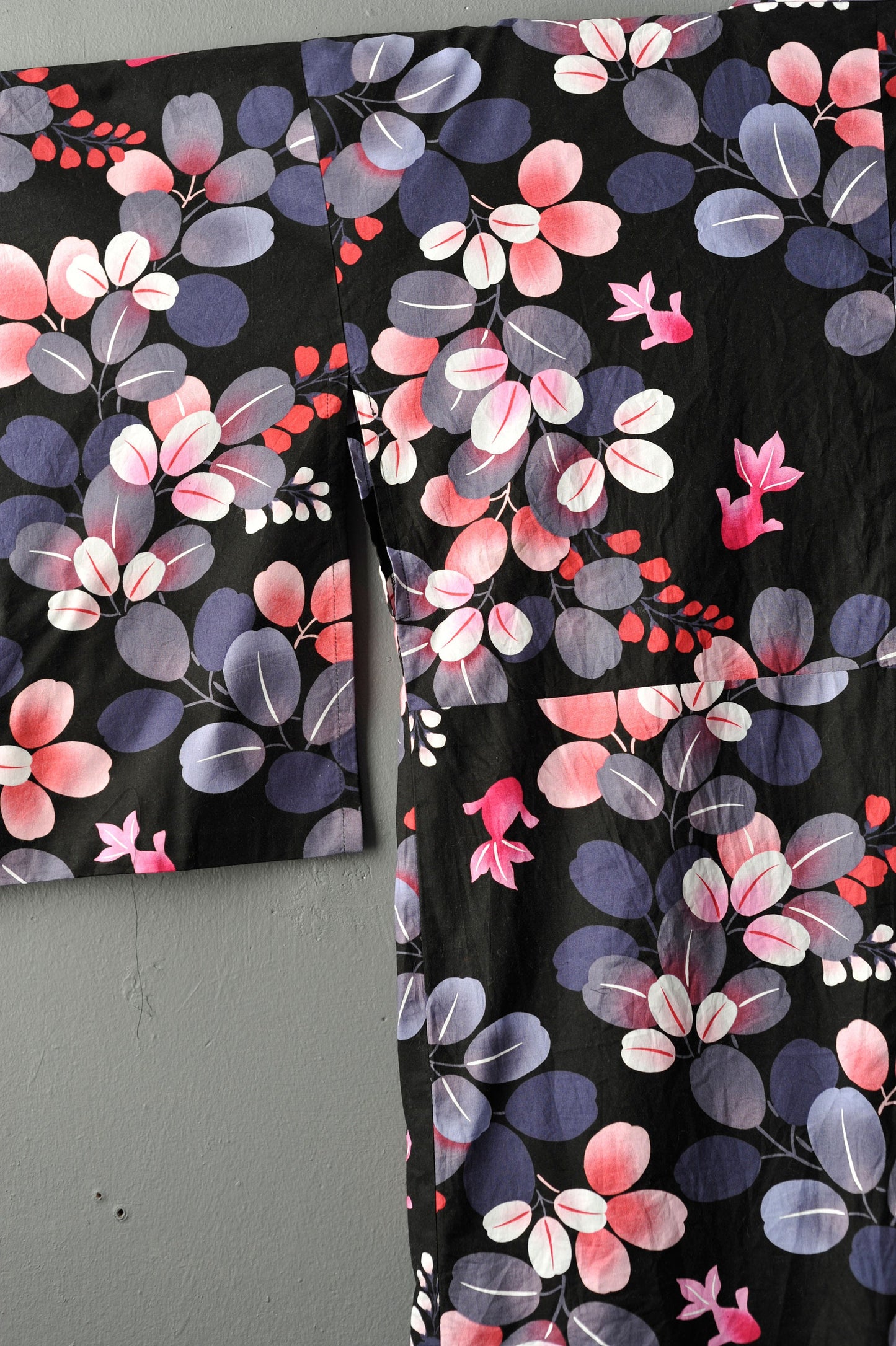 Goldfish and Hagi Yukata Kimono, Japanese Cotton Summer Clothing, M to XL