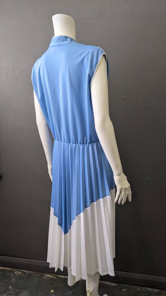80s Pleated Sundress, Vintage Summer Tennis Dress, Size Medium Large