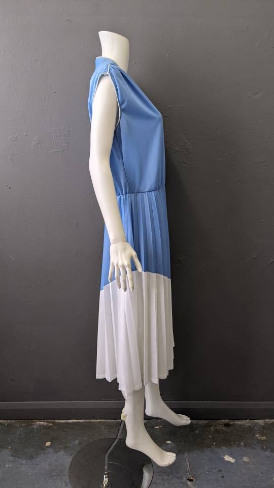 80s Pleated Sundress, Vintage Summer Tennis Dress, Size Medium Large