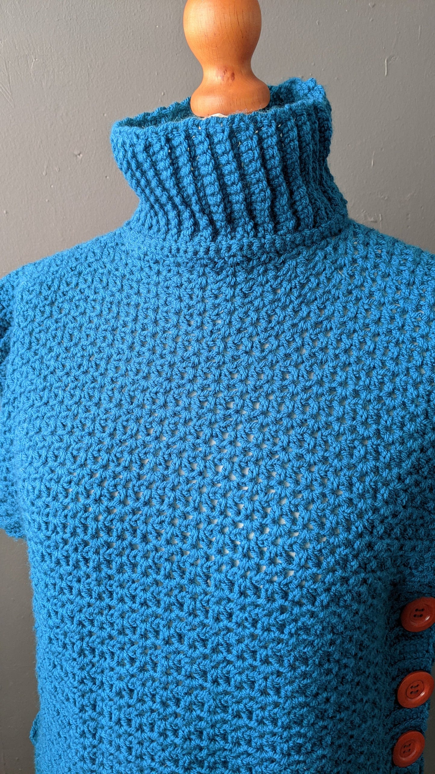 90s Turtleneck Knit Tank Top, High Neck Sweater Vest, Size Medium