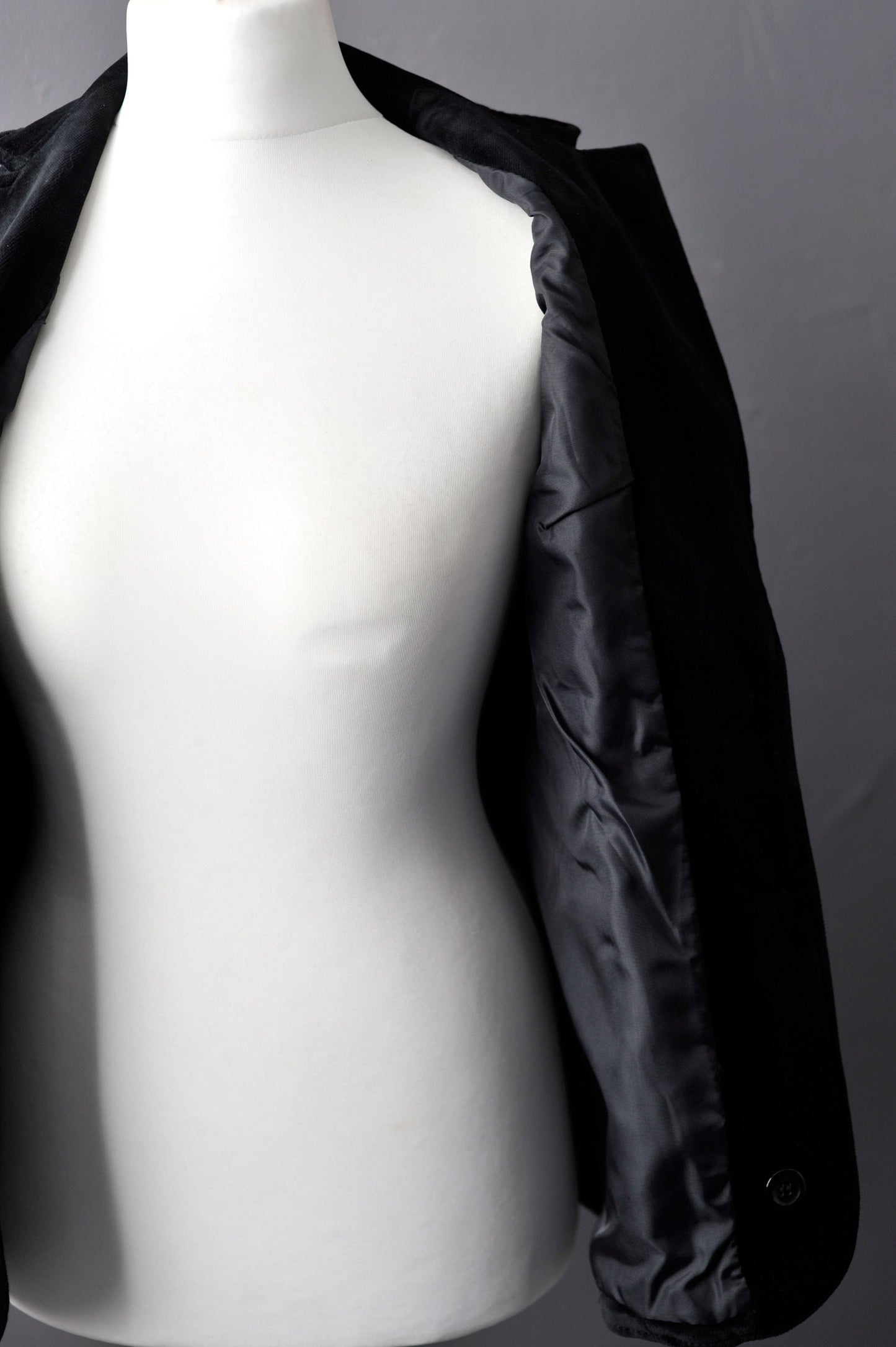 Black Velvet Jacket, Vintage 80s Fitted Boho Blazer, Size Small