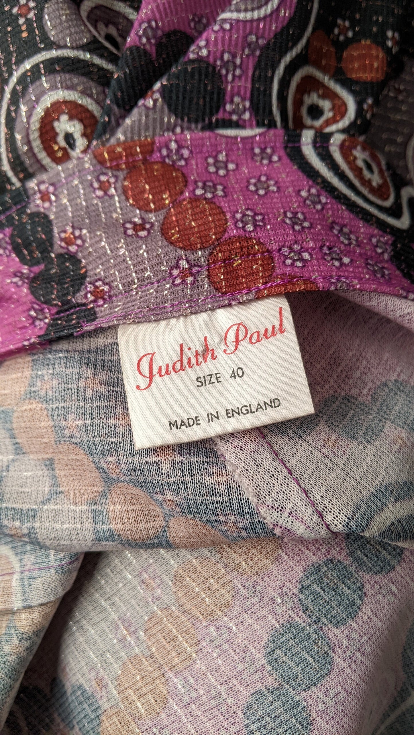 70s Psychedelic Maxi Skirt by Judith Paul, Abstract Circles and Daisies, Size Small