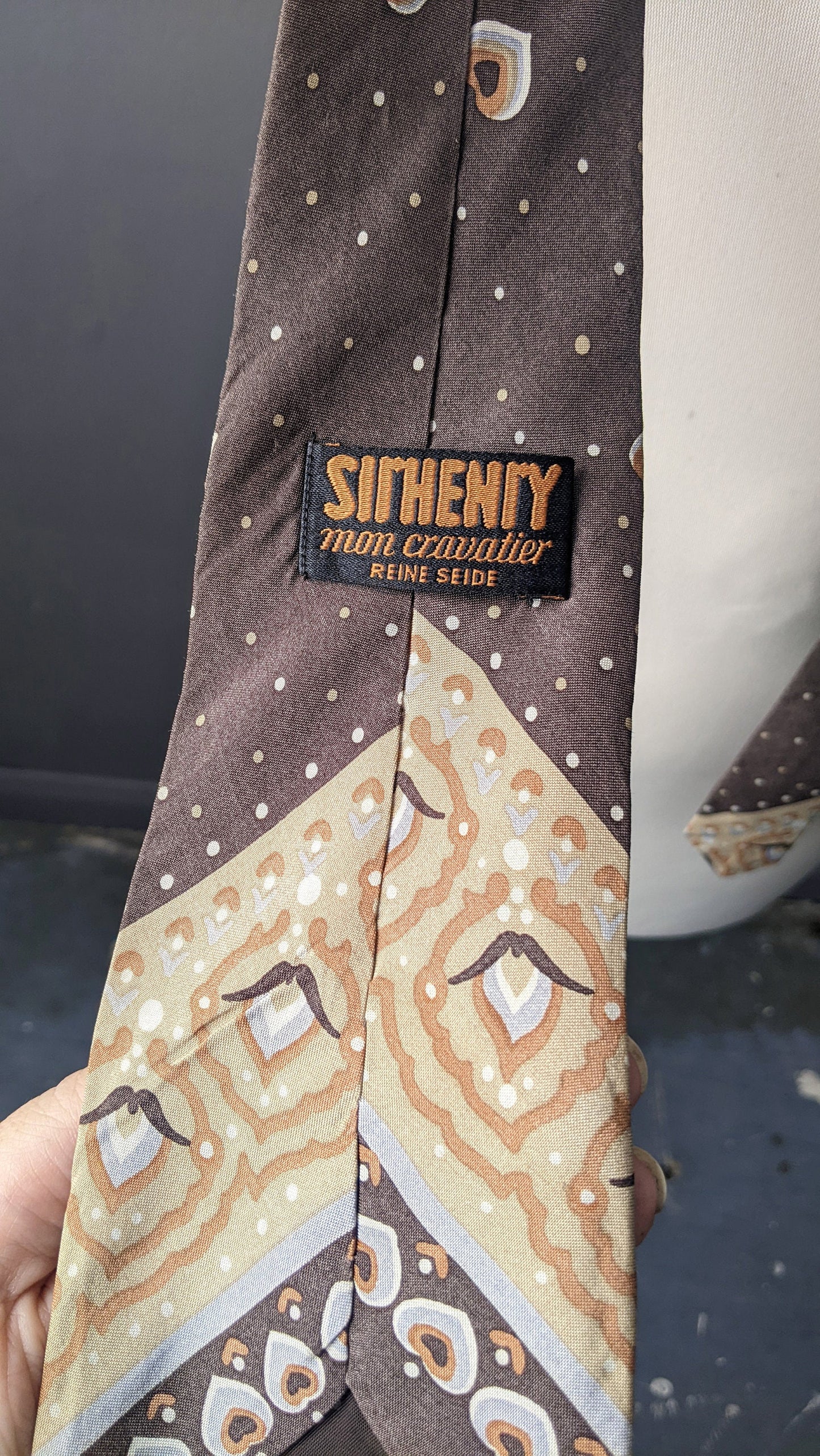 70s Wide Silk Tie by Sir Henry, Indian Style Kipper Necktie
