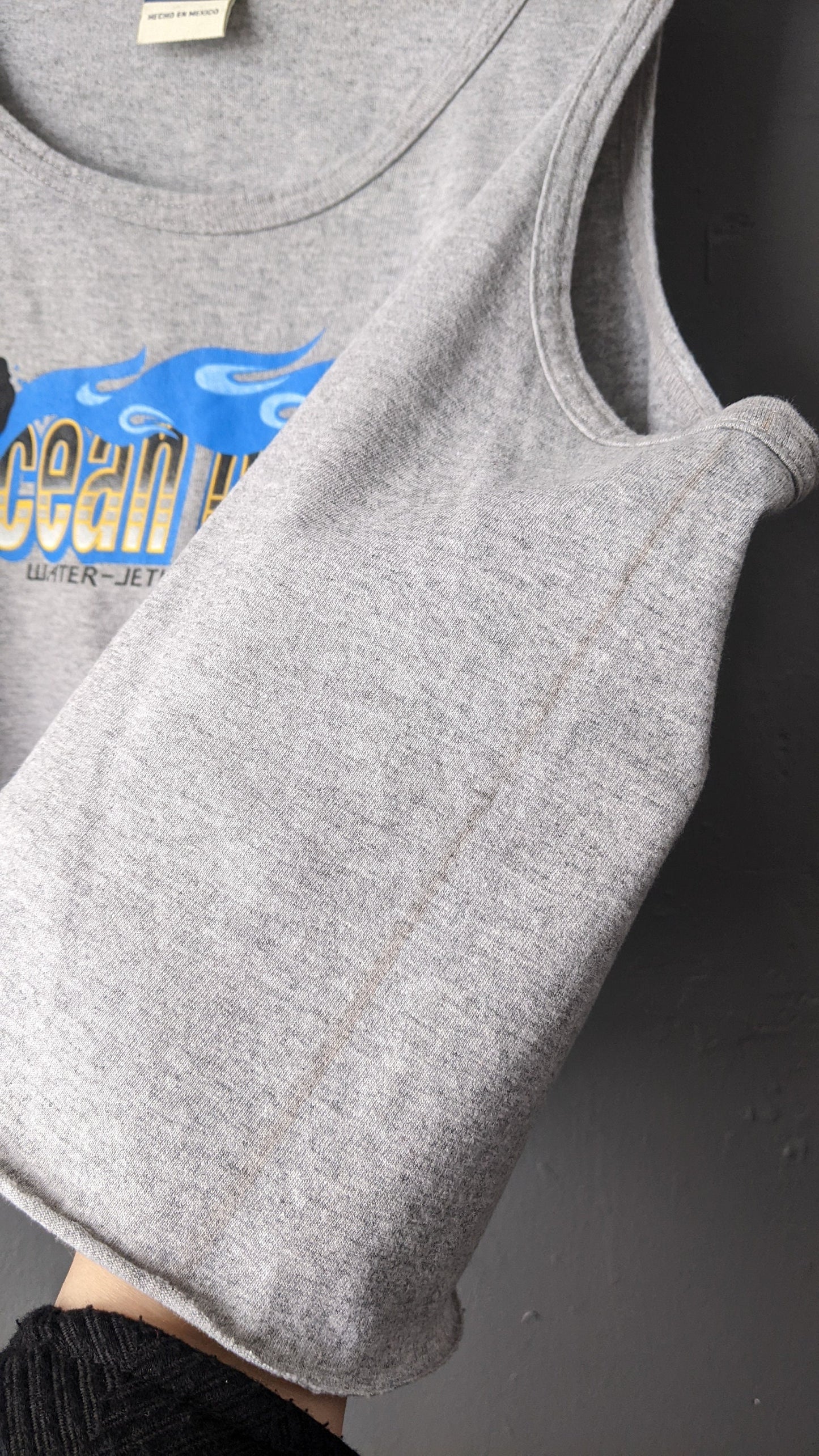 Cropped Muscle Tee, Unisex Jet Ski Slouchy Tshirt, L XL Plus Size
