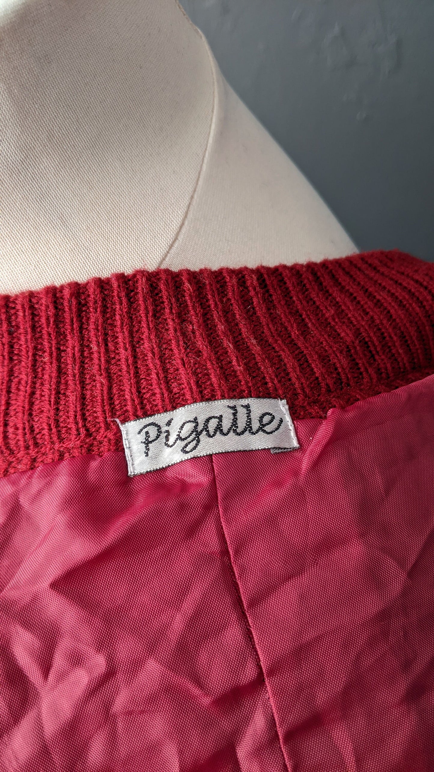 80s Maroon Velvety Cardigan, Multicoloured Chenille Coatigan, Size Medium