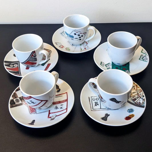 Y2K Gien Jeux Flat Demitasse Cup & Saucer Set