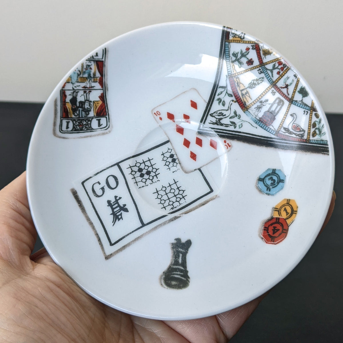 Y2K Gien Jeux Flat Demitasse Cup & Saucer Set