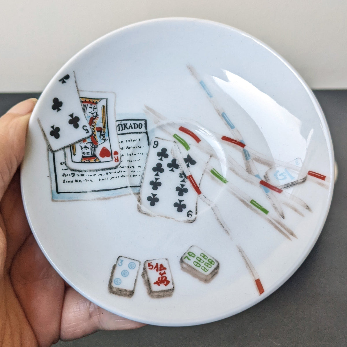 Y2K Gien Jeux Flat Demitasse Cup & Saucer Set