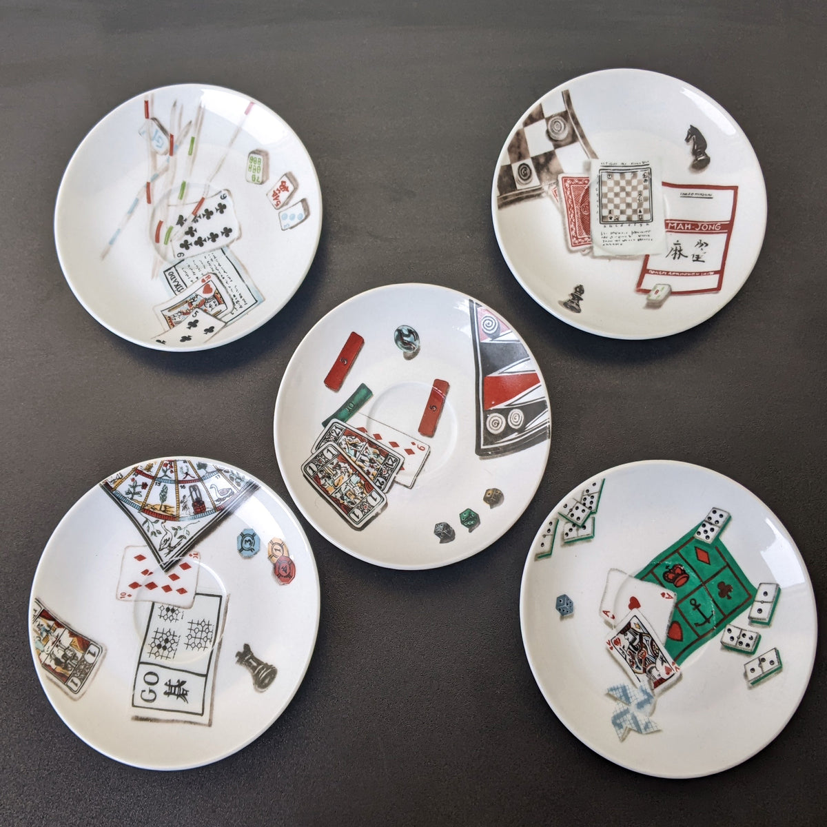 Y2K Gien Jeux Flat Demitasse Cup & Saucer Set