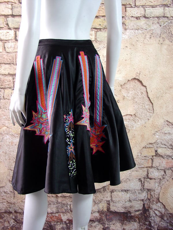 Embroidered Stars Skirt, Size Medium, Pop Art Avant Garde Festival Clothing