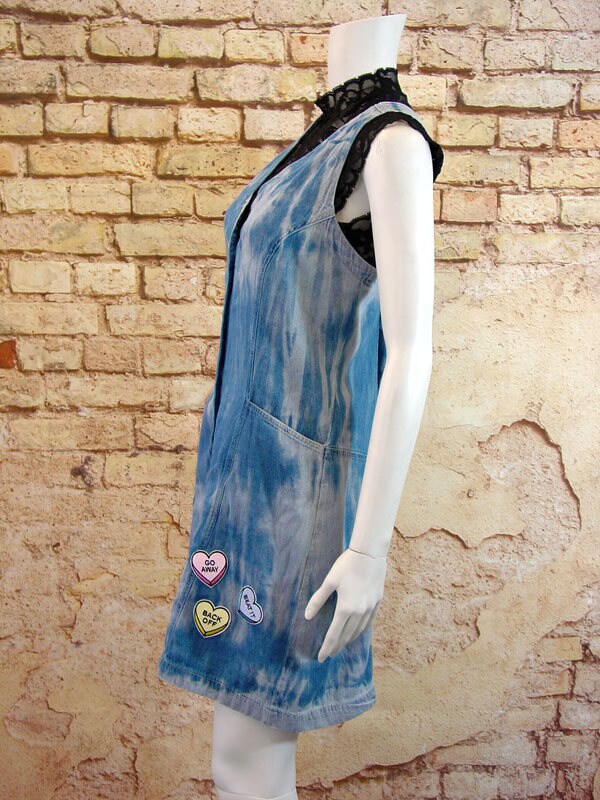 Tie Dye Denim Jumpsuit, Short Flared Overalls, Candy Festival Culotte Playsuit, Size Medium