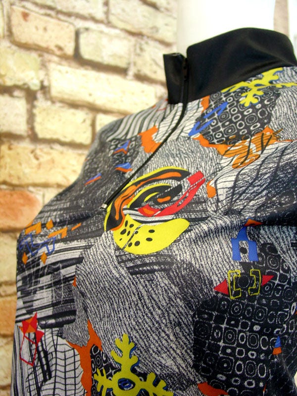 Remade Cycling Jersey, Retro Upcycled Activewear, Size Small