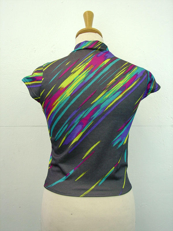 Multicoloured Athletic Top, Sustainable Gym Clothes, Upcycled Cycling Jersey, Size Small