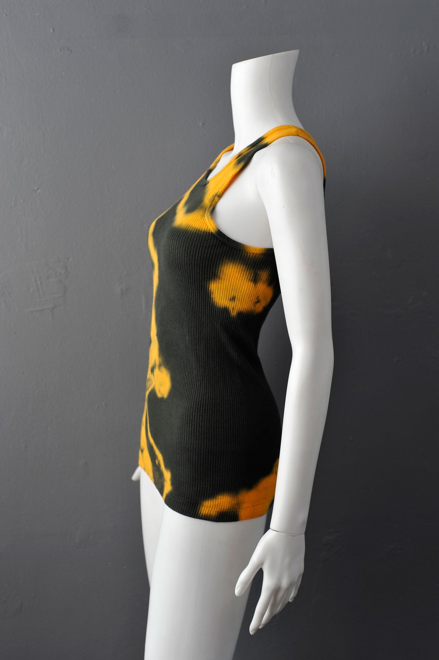 Tie Dye Tank Vest: Reworked Yellow & Green, XS-Small
