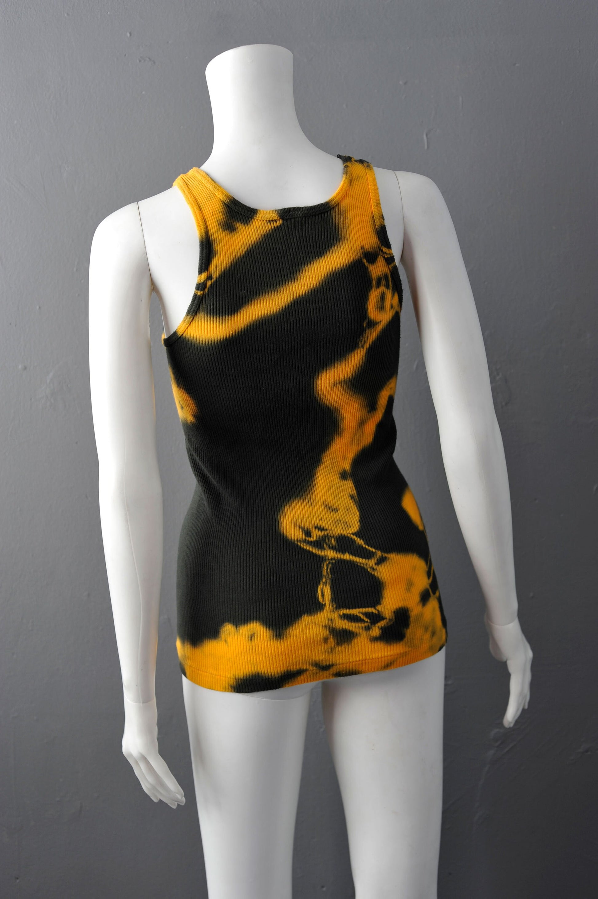 Tie Dye Tank Vest: Reworked Yellow & Green, XS-Small