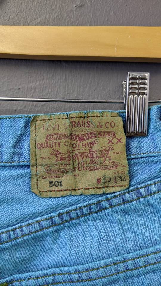 Aqua Blue Denim Shorts, Upcycled Cut Off Jeans, 30 waist