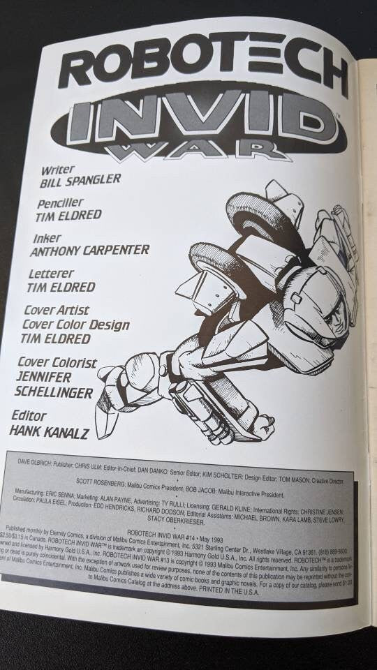 1993 Robotech Invid War by Eternity Comics, 90s Anime