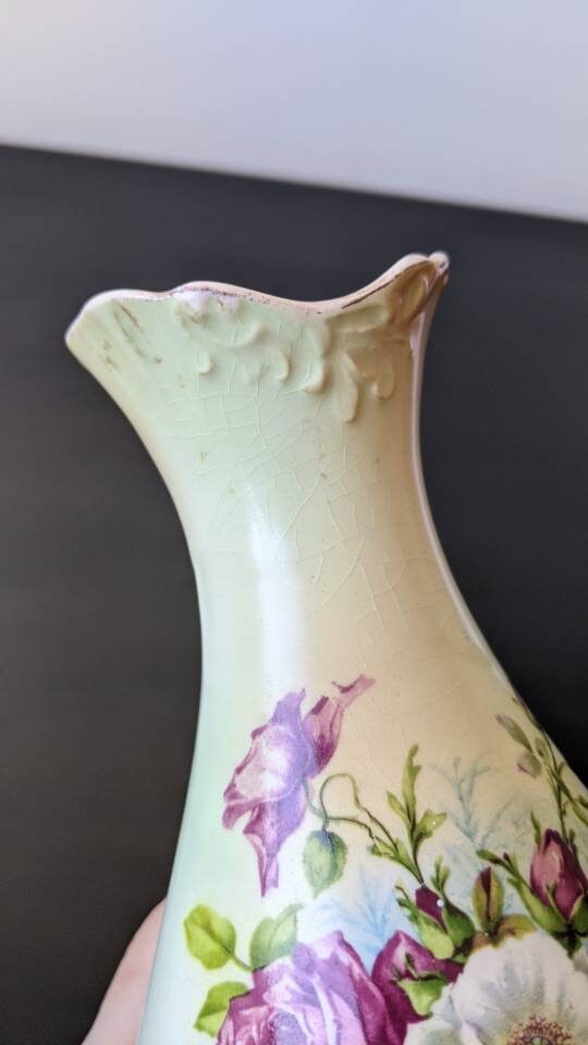 Antique S F & Co Crown Devon Vase, Vellum Blush Ware Rose Pattern, 0522