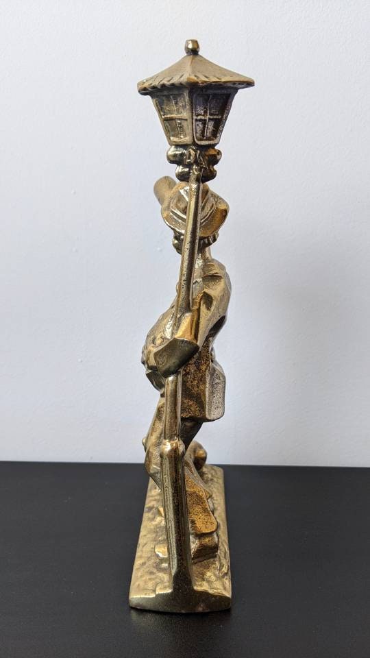 Solid Brass Statuette of Drunk Man Leaning on a Lamppost