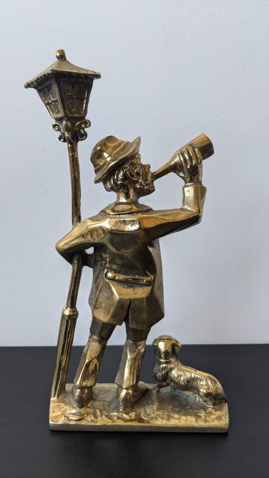 Solid Brass Statuette of Drunk Man Leaning on a Lamppost