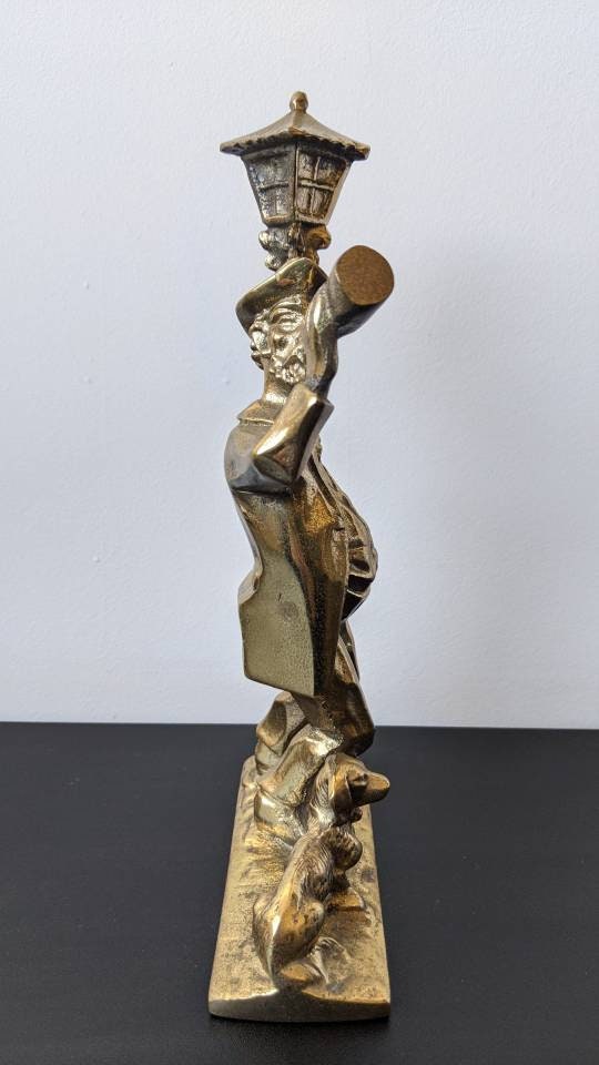 Solid Brass Statuette of Drunk Man Leaning on a Lamppost