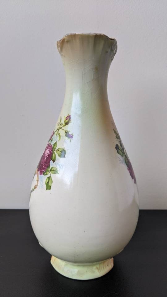 Antique S F & Co Crown Devon Vase, Vellum Blush Ware Rose Pattern, 0522