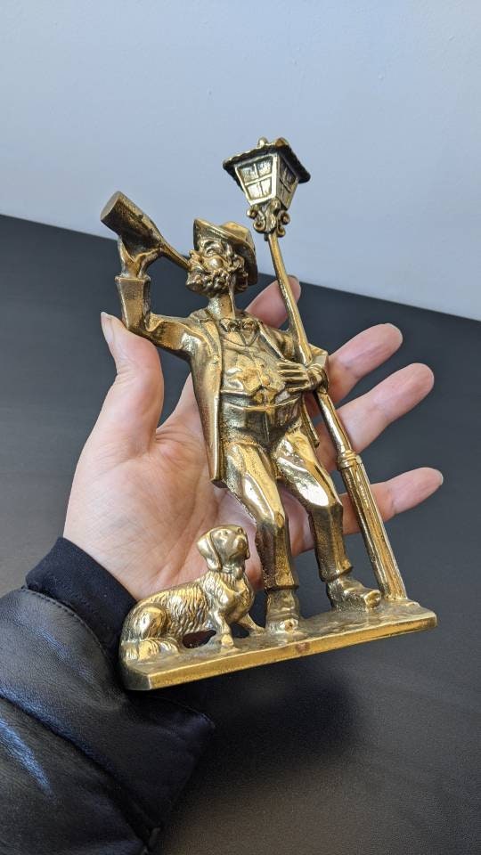 Solid Brass Statuette of Drunk Man Leaning on a Lamppost