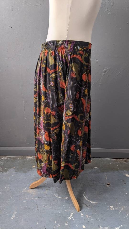 80s Autumn Colours Midi Skirt with Pocket, Plus Size