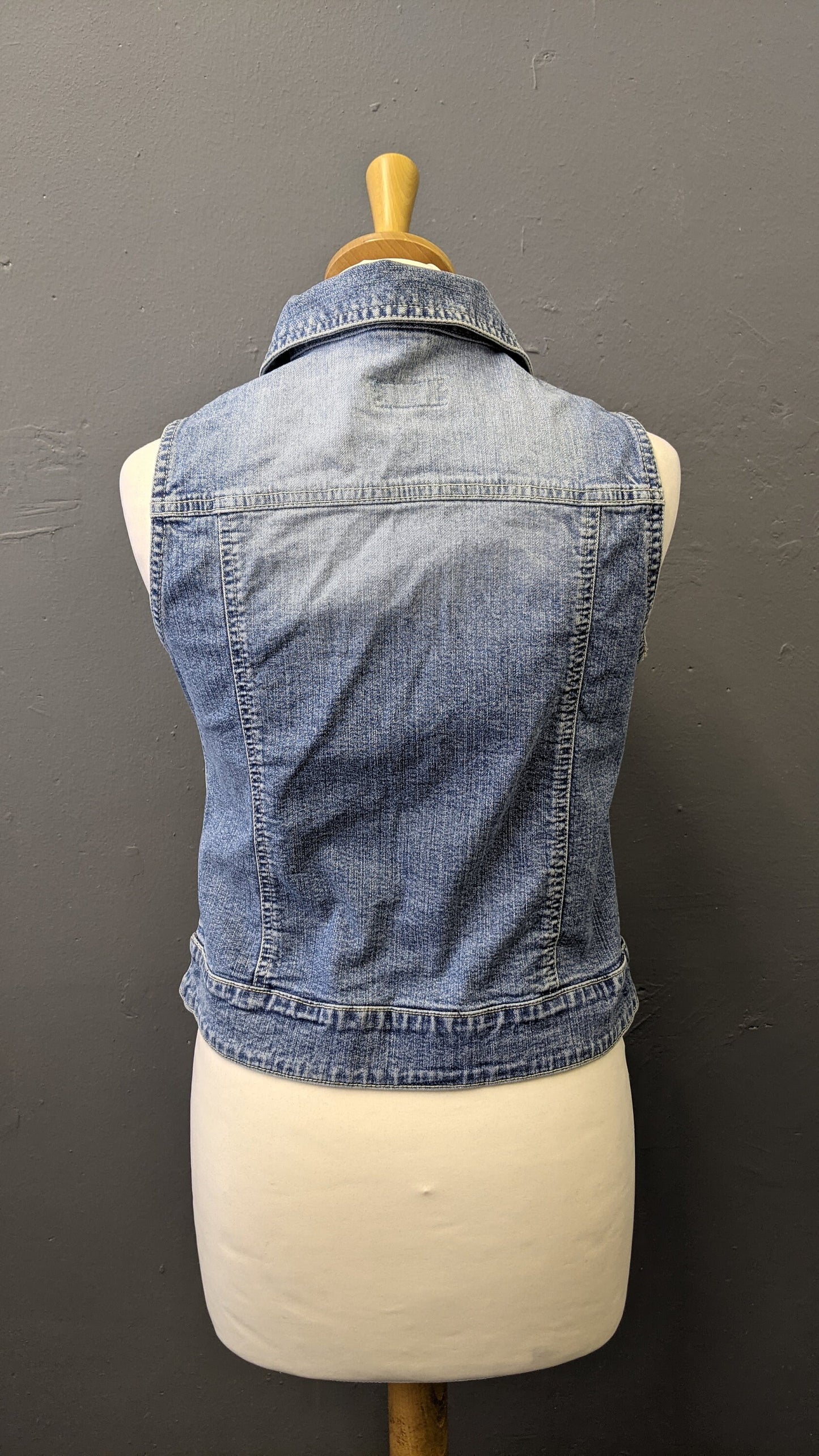 90s Light Blue Denim Vest, Tom Tompson Sleeveless Jean Jacket, Size Small