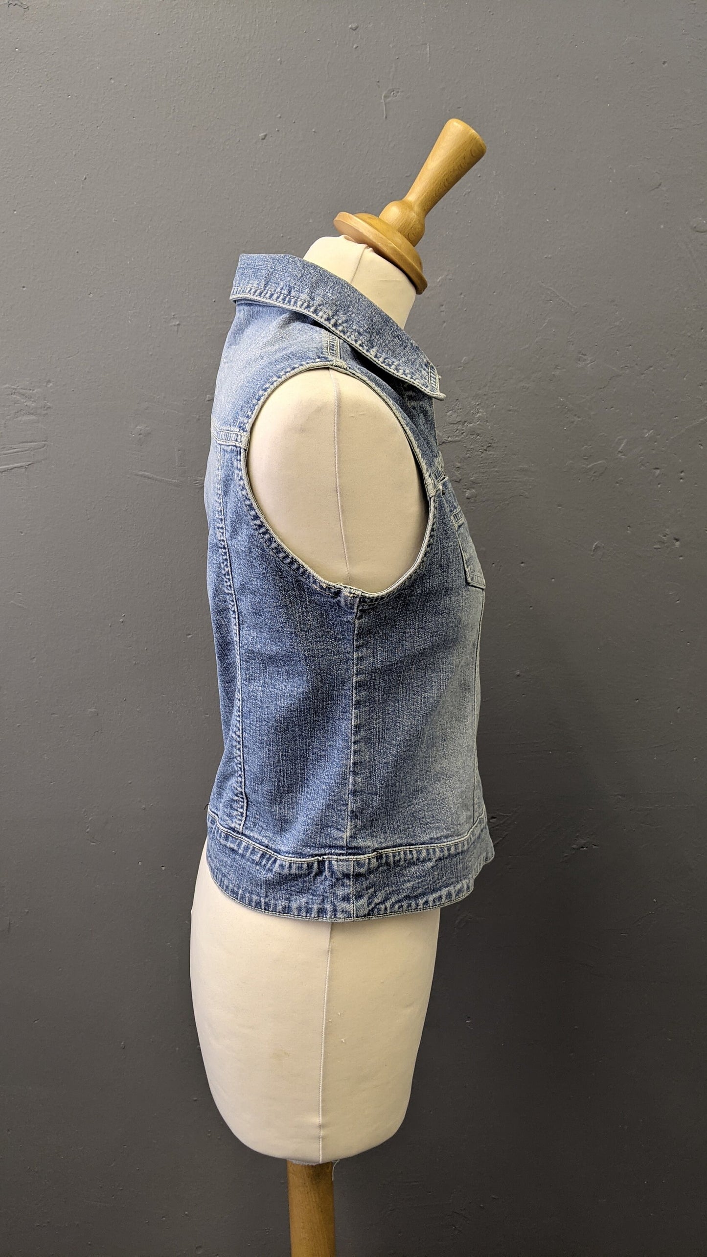 90s Light Blue Denim Vest, Tom Tompson Sleeveless Jean Jacket, Size Small