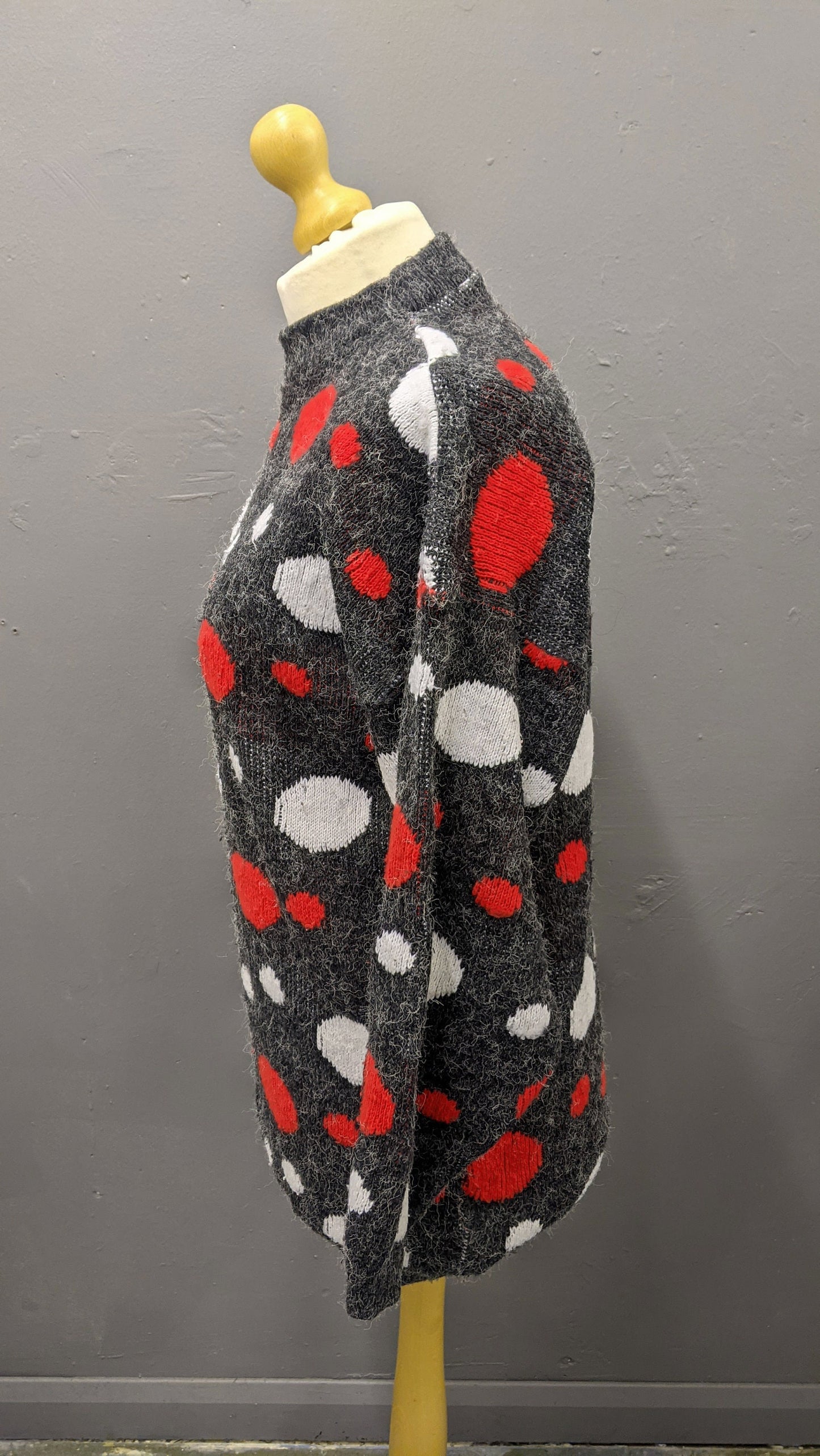 80s Spotty Long Sweater, Red Noses and Snowballs Festive Jumper, Plus Size XL