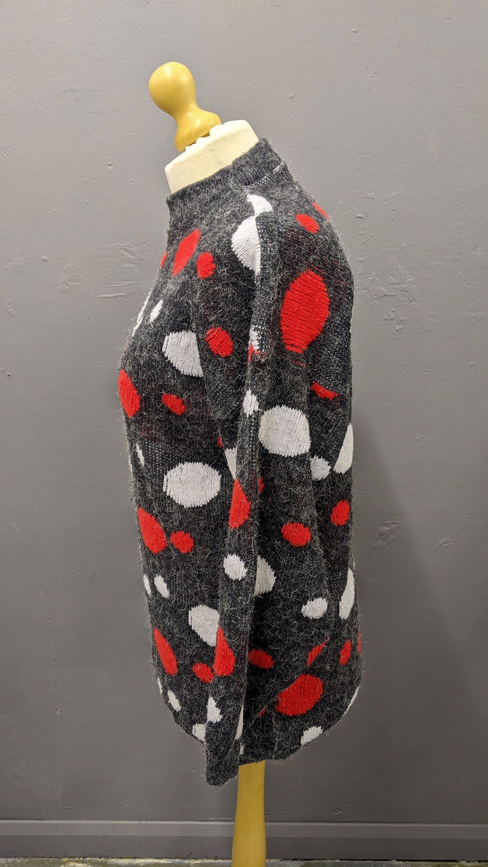 80s Spotty Long Sweater, Red Noses and Snowballs Festive Jumper, Plus Size XL