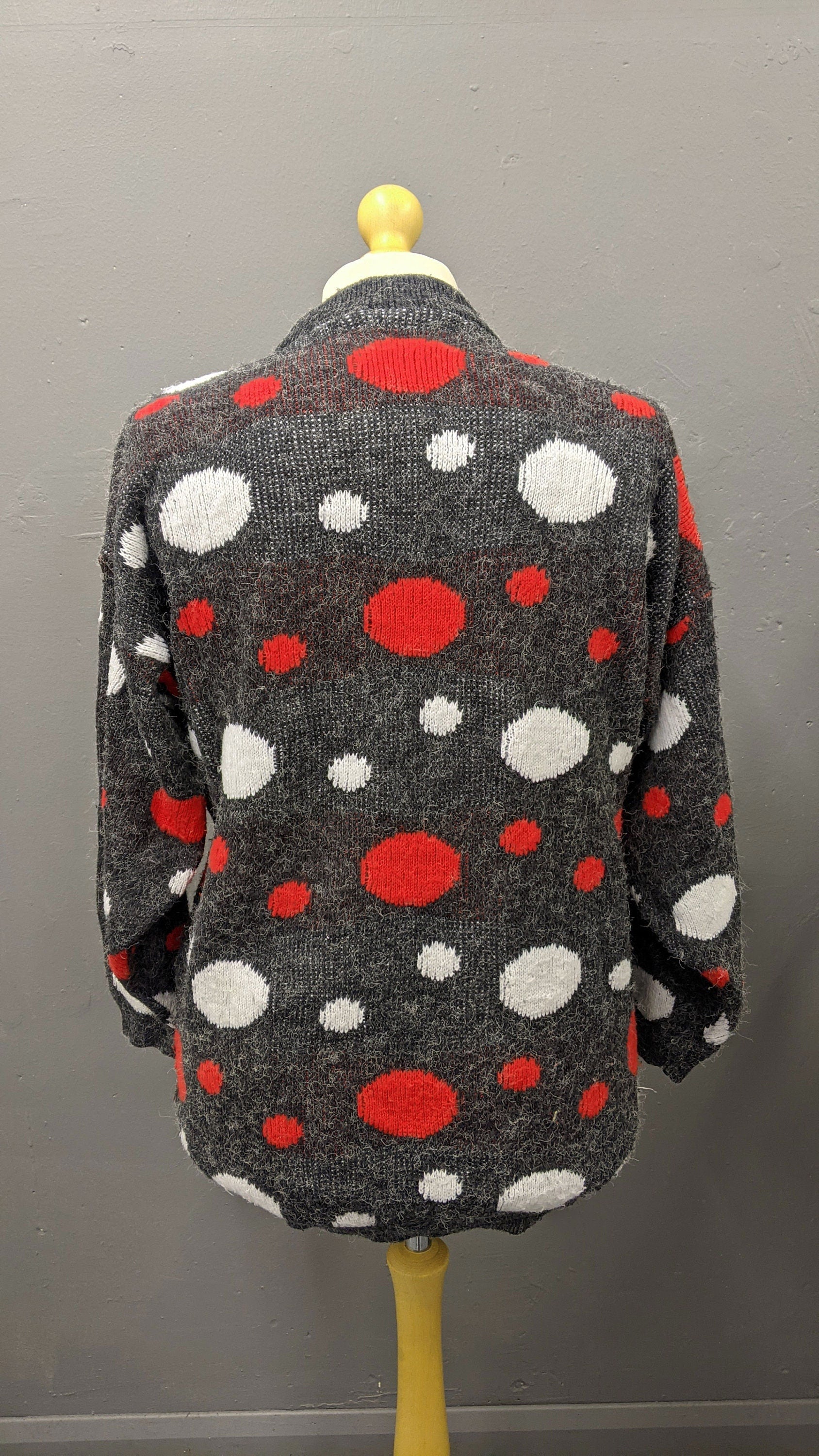 80s Spotty Long Sweater, Red Noses and Snowballs Festive Jumper, Plus Size XL