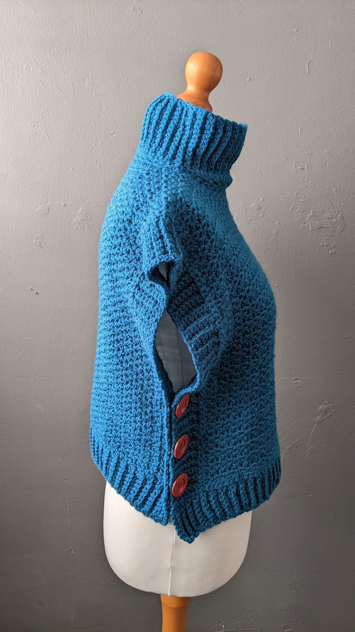 90s Turtleneck Knit Tank Top, High Neck Sweater Vest, Size Medium