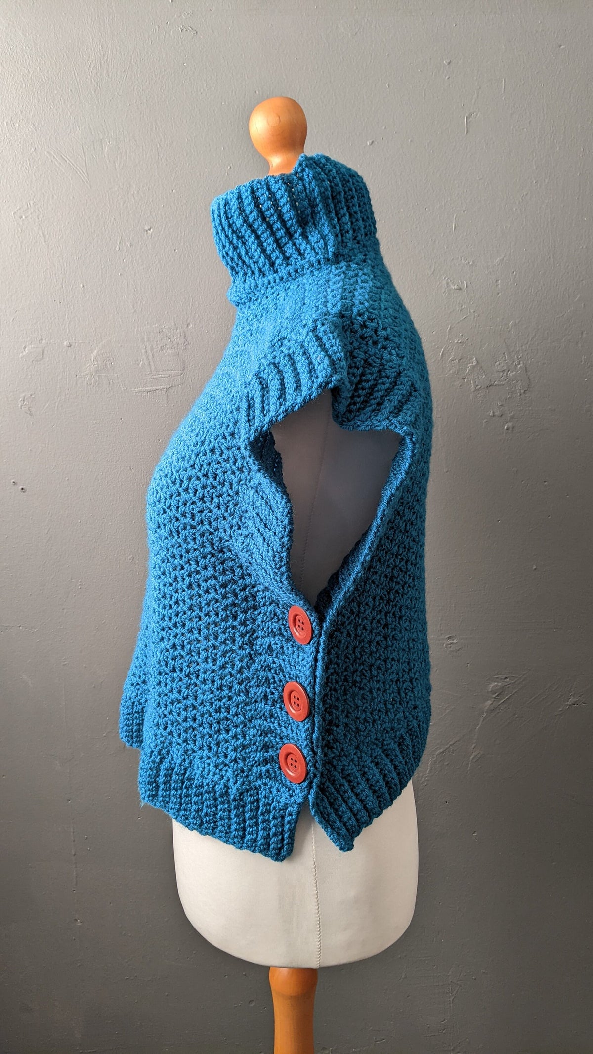 90s Turtleneck Knit Tank Top, High Neck Sweater Vest, Size Medium