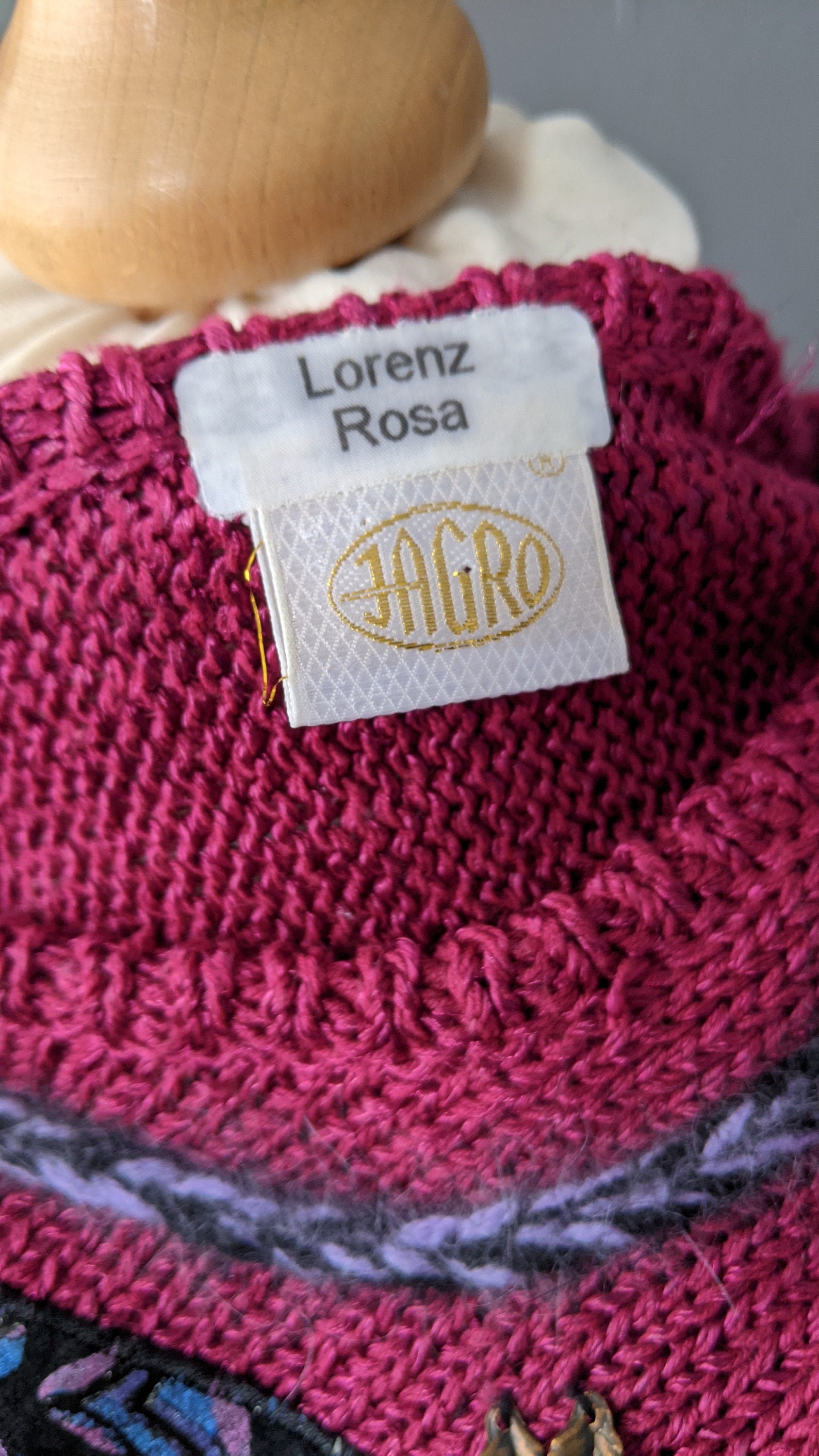 Kitsch 80s Magenta Sweater, Eighties Party Embellished Jumper, Size Medium