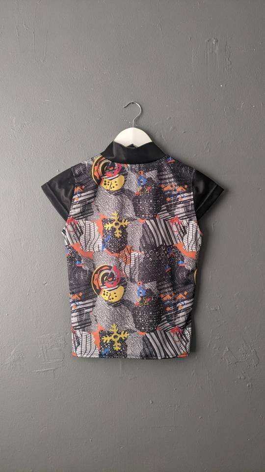 Remade Cycling Jersey, Retro Upcycled Activewear, Size Small
