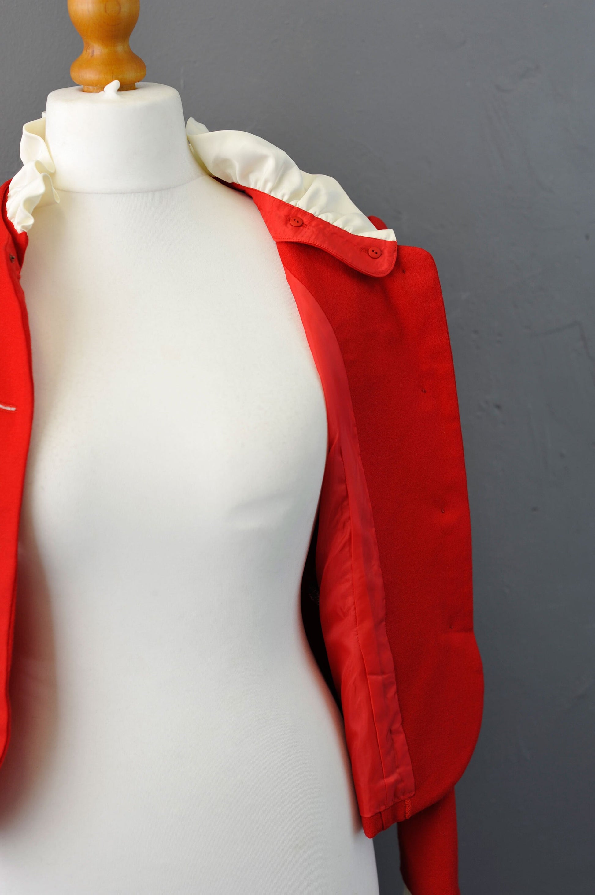 90s Fitted Wool Jacket, Dress Blazer with Ruffle Collar, Size Medium