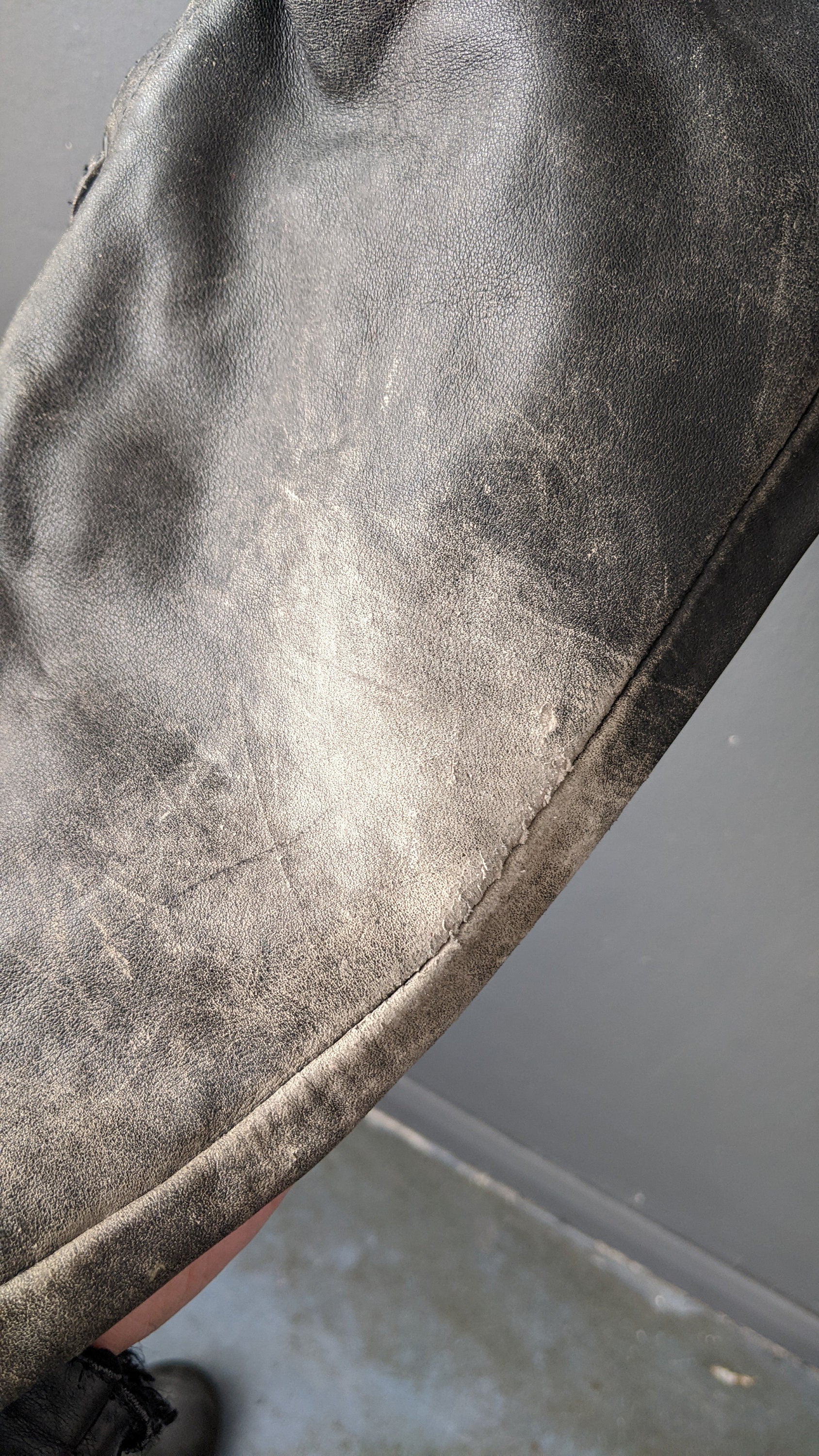 Mens Leather Motorcycle Trousers with Side Lacing, Post Apocalyptic Biker, 36 Waist
